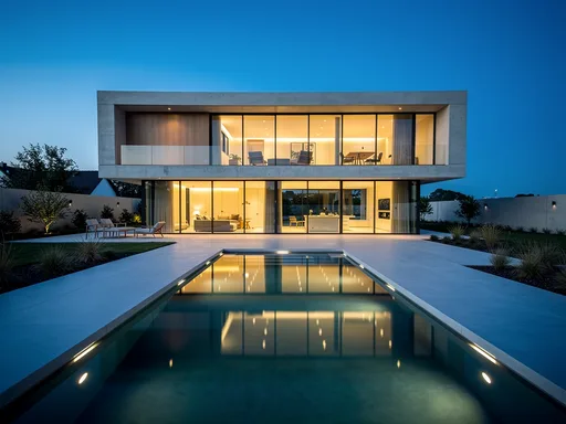 FLUX.2 [pro]: Modern house at blue hour