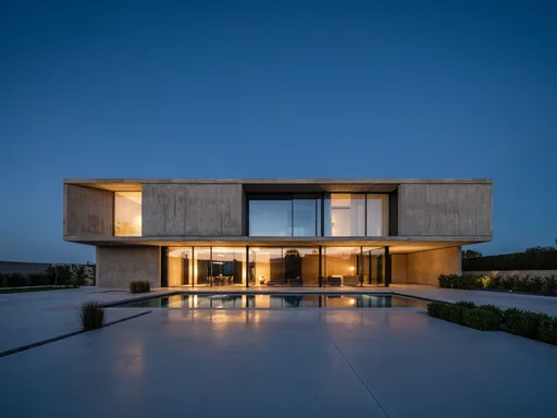 Ideogram V4.5: Modern house at blue hour