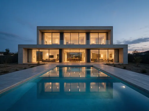 Seedream 5.0 Pro: Modern house at blue hour