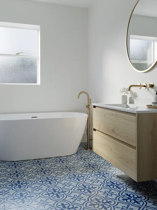 FLUX.2 [pro]: Bathroom with patterned tiles