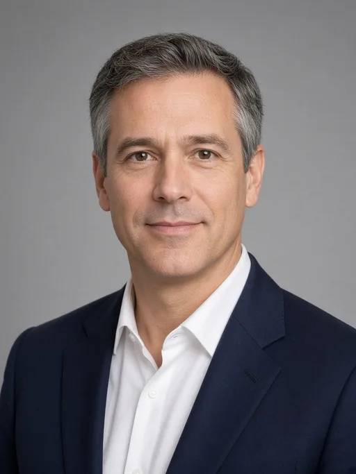 Grok Imagine 2.0 output for the "Corporate headshot on gray" prompt