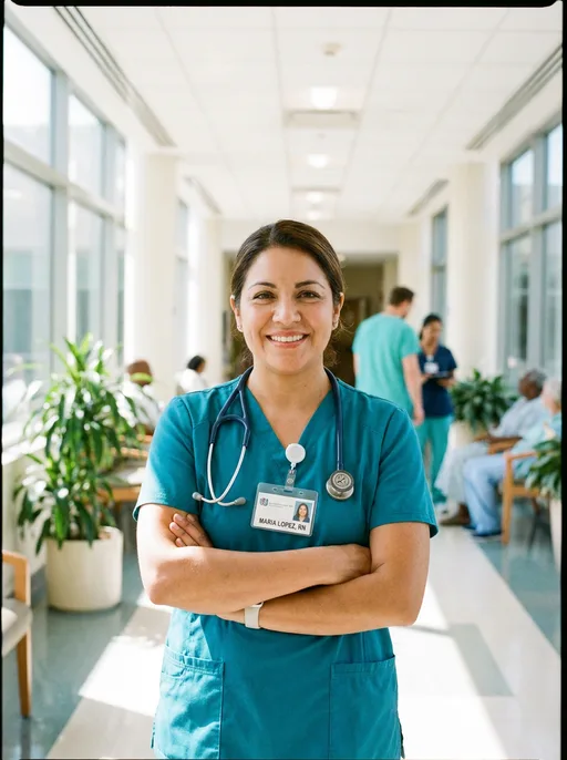 Nano Banana Pro output for the "Nurse with a readable name badge" prompt