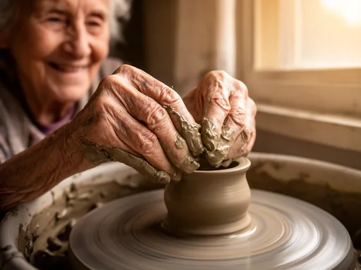 FLUX.2 [dev] output for the "Elderly potter's hands at work" prompt