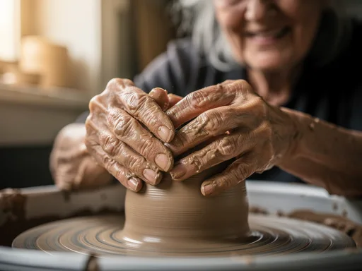 FLUX.2 [pro] output for the "Elderly potter's hands at work" prompt
