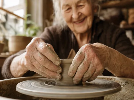 GPT Image 2: Elderly potter's hands at work