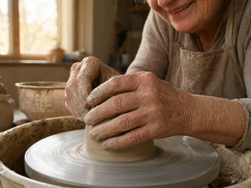 Qwen Image 3 output for the "Elderly potter's hands at work" prompt