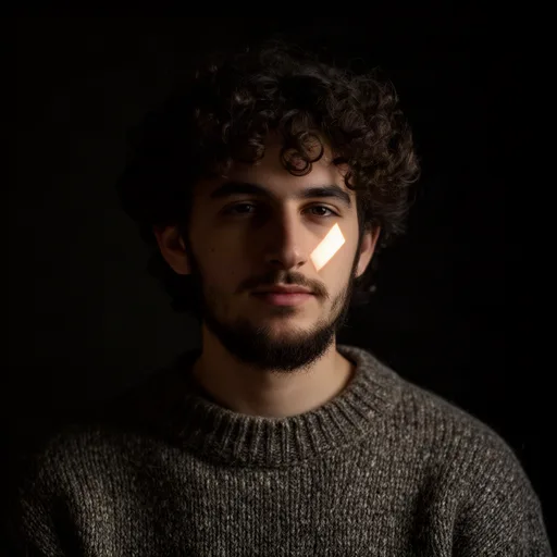 FLUX.2 [dev] output for the "Rembrandt-lit dramatic portrait" prompt