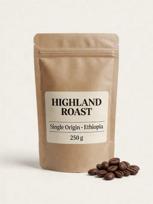 Krea 2 Turbo: product-photo-coffee-bag-label